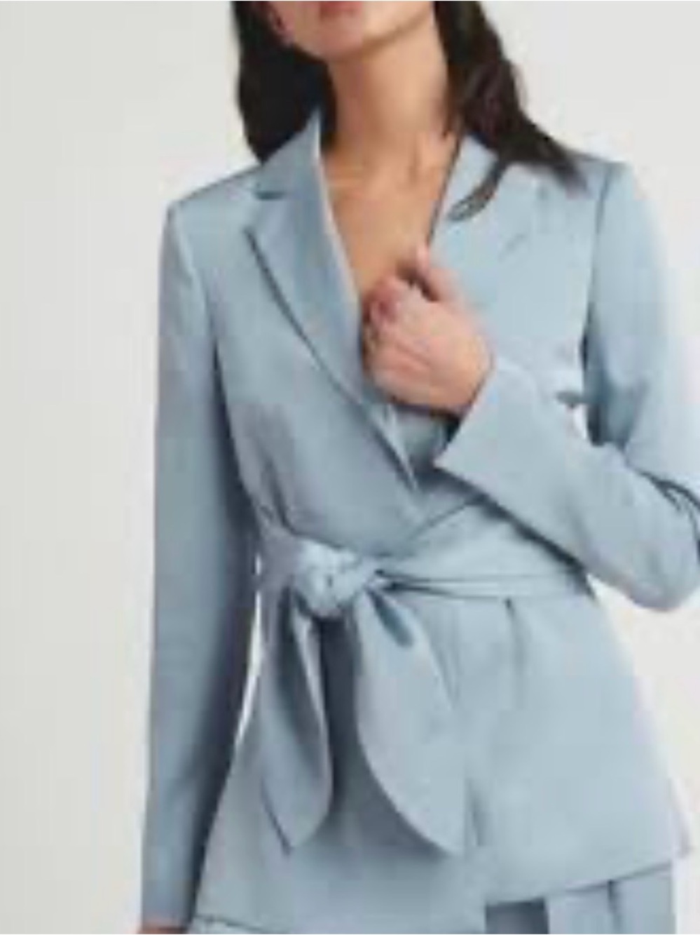 Choosy Light Blue Tie-Waist Blazer Jacket